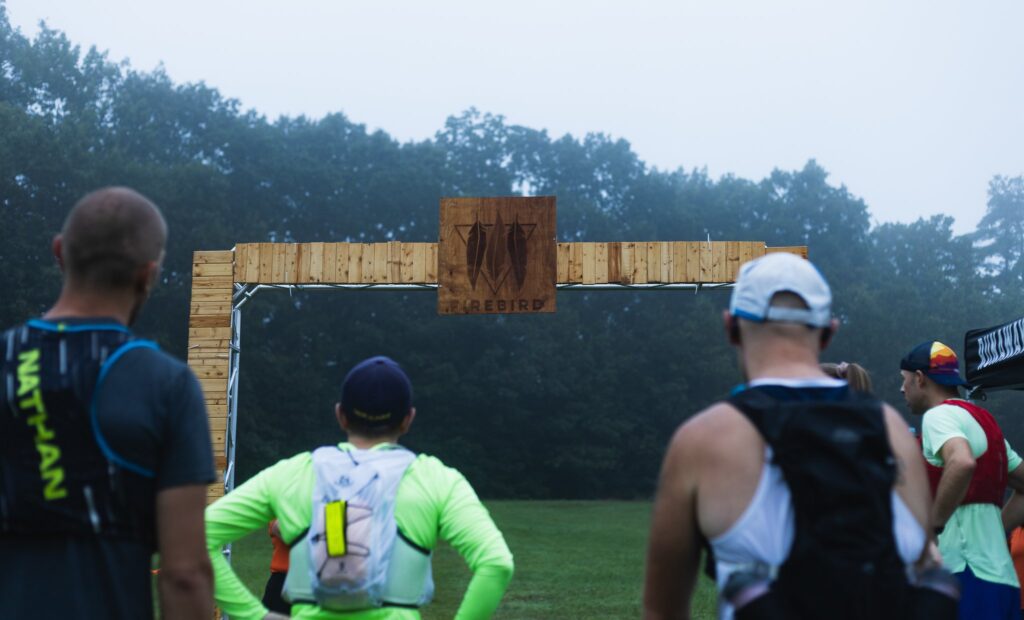 Runners at the start of Maine's Firebird Trail Races. (Grind Run Company/Emily Perkins Photo)